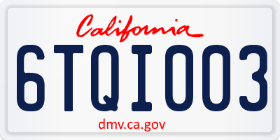 CA license plate 6TQI003