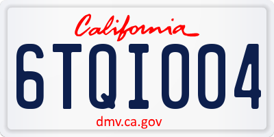 CA license plate 6TQI004