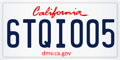 CA license plate 6TQI005