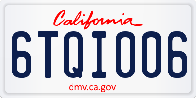 CA license plate 6TQI006