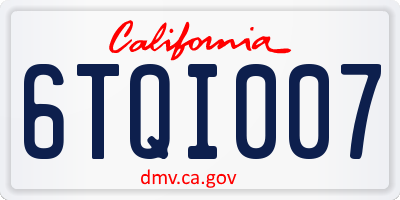 CA license plate 6TQI007