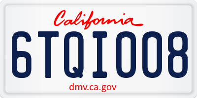 CA license plate 6TQI008