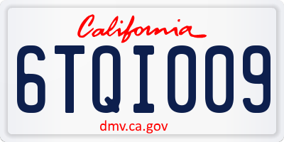 CA license plate 6TQI009