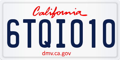 CA license plate 6TQI010