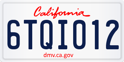 CA license plate 6TQI012