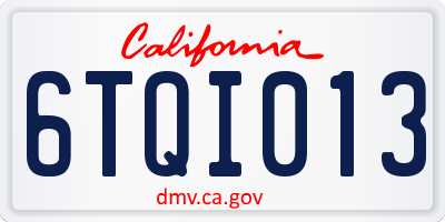 CA license plate 6TQI013