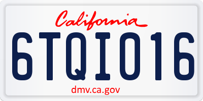 CA license plate 6TQI016