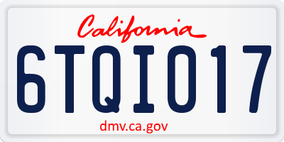 CA license plate 6TQI017