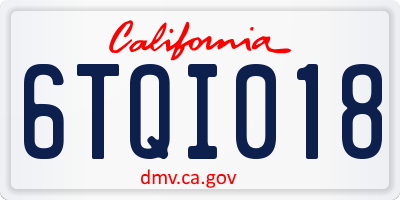 CA license plate 6TQI018