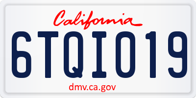 CA license plate 6TQI019