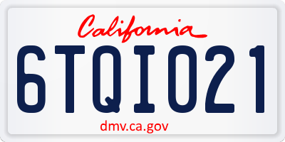 CA license plate 6TQI021