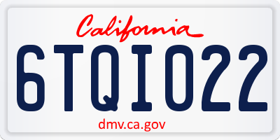 CA license plate 6TQI022