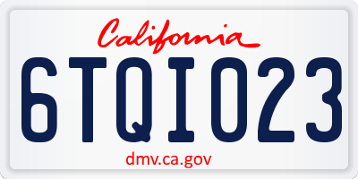 CA license plate 6TQI023