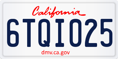 CA license plate 6TQI025