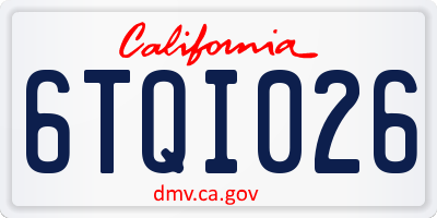 CA license plate 6TQI026