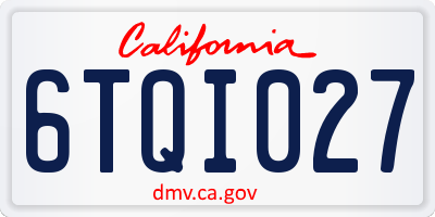 CA license plate 6TQI027