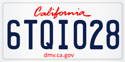 CA license plate 6TQI028