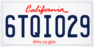 CA license plate 6TQI029