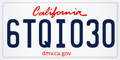 CA license plate 6TQI030