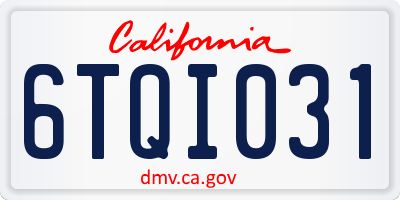 CA license plate 6TQI031