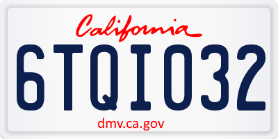 CA license plate 6TQI032