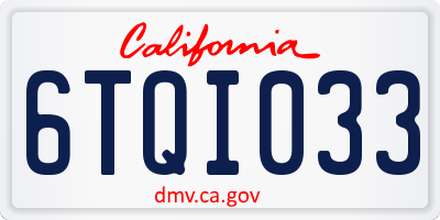 CA license plate 6TQI033