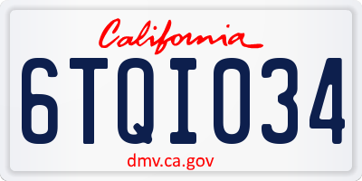 CA license plate 6TQI034