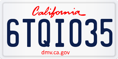 CA license plate 6TQI035