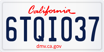 CA license plate 6TQI037