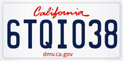 CA license plate 6TQI038