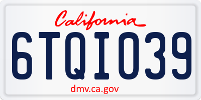 CA license plate 6TQI039