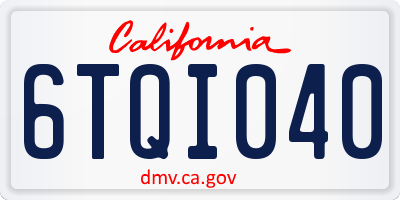 CA license plate 6TQI040