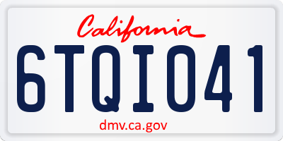 CA license plate 6TQI041