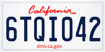 CA license plate 6TQI042