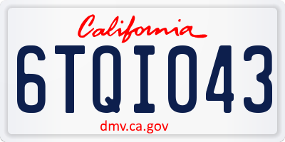 CA license plate 6TQI043