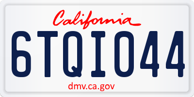 CA license plate 6TQI044