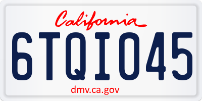 CA license plate 6TQI045