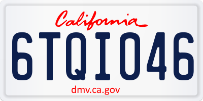 CA license plate 6TQI046