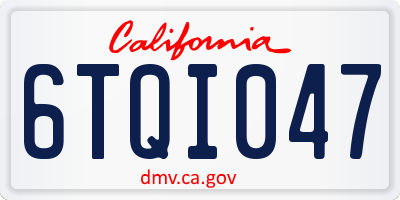 CA license plate 6TQI047