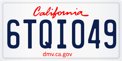 CA license plate 6TQI049