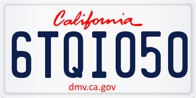 CA license plate 6TQI050