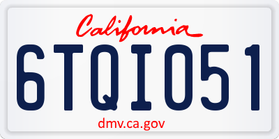 CA license plate 6TQI051