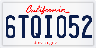 CA license plate 6TQI052