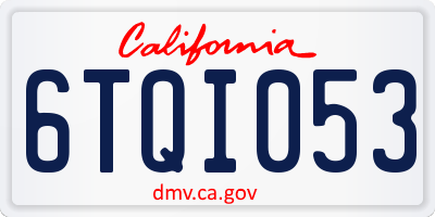 CA license plate 6TQI053