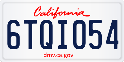 CA license plate 6TQI054