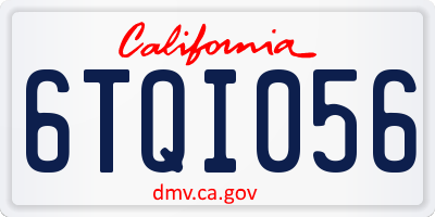 CA license plate 6TQI056