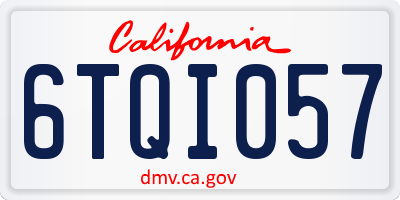 CA license plate 6TQI057