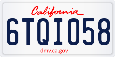 CA license plate 6TQI058