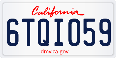 CA license plate 6TQI059