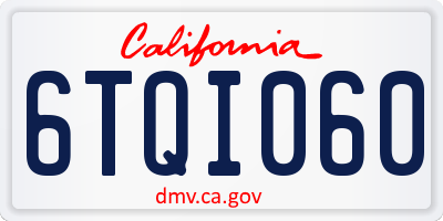 CA license plate 6TQI060